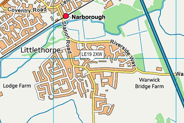 LE19 2XW map - OS VectorMap District (Ordnance Survey)