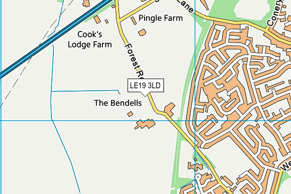 LE19 3LD map - OS VectorMap District (Ordnance Survey)