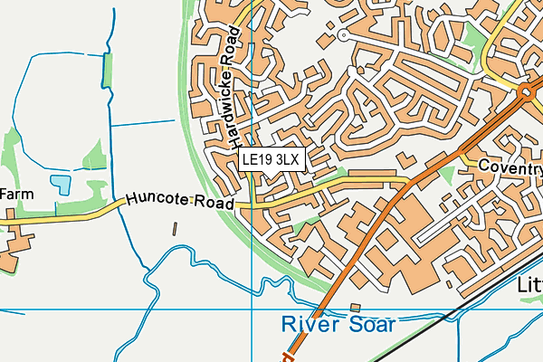 LE19 3LX map - OS VectorMap District (Ordnance Survey)