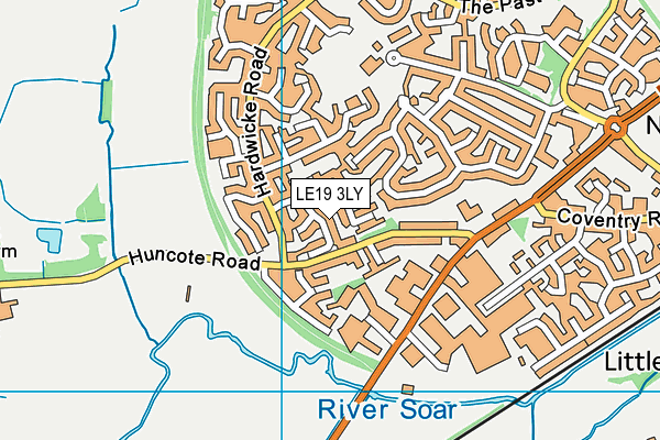 LE19 3LY map - OS VectorMap District (Ordnance Survey)
