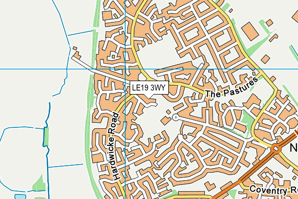 LE19 3WY map - OS VectorMap District (Ordnance Survey)