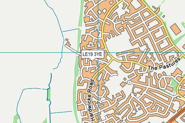 LE19 3YE map - OS VectorMap District (Ordnance Survey)