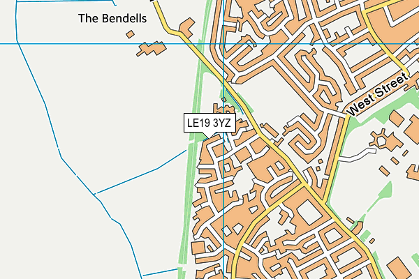 LE19 3YZ map - OS VectorMap District (Ordnance Survey)