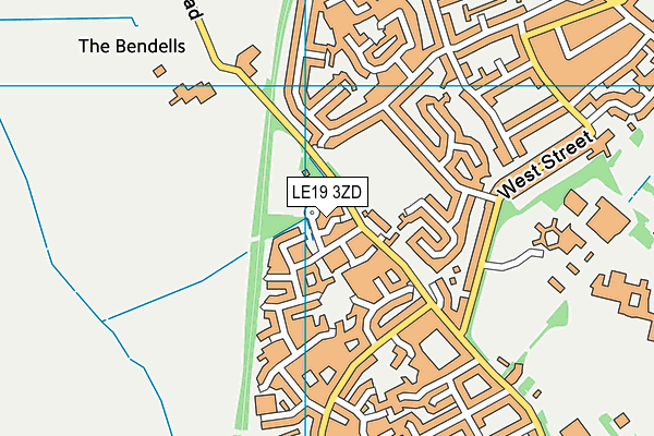 LE19 3ZD map - OS VectorMap District (Ordnance Survey)