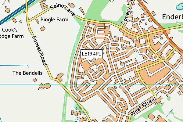 LE19 4PL map - OS VectorMap District (Ordnance Survey)