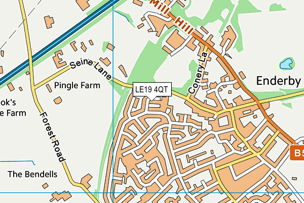 LE19 4QT map - OS VectorMap District (Ordnance Survey)