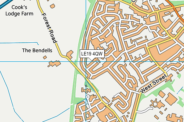 LE19 4QW map - OS VectorMap District (Ordnance Survey)