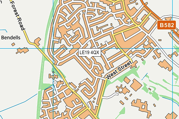 LE19 4QX map - OS VectorMap District (Ordnance Survey)