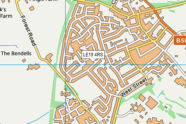 LE19 4RS map - OS VectorMap District (Ordnance Survey)