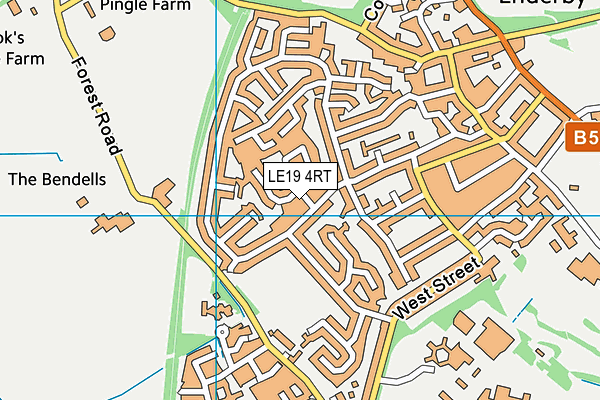 LE19 4RT map - OS VectorMap District (Ordnance Survey)