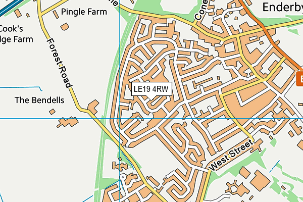 LE19 4RW map - OS VectorMap District (Ordnance Survey)