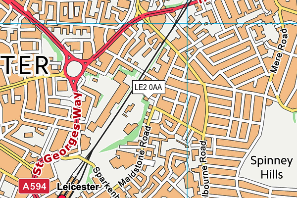 LE2 0AA map - OS VectorMap District (Ordnance Survey)