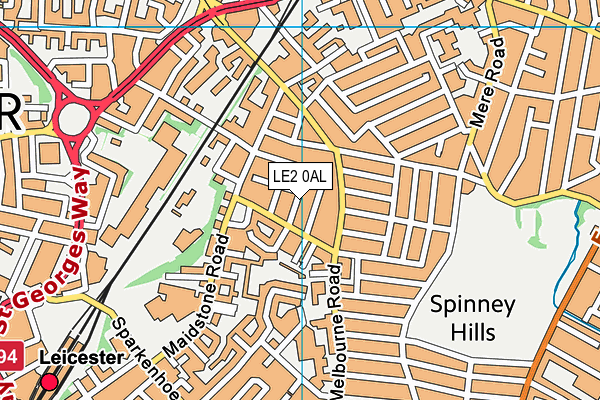 LE2 0AL map - OS VectorMap District (Ordnance Survey)