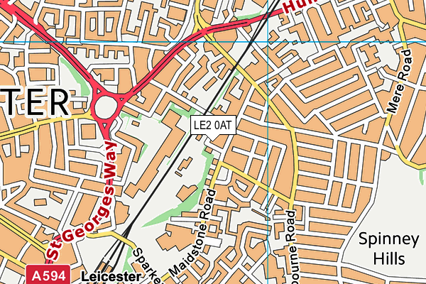 LE2 0AT map - OS VectorMap District (Ordnance Survey)