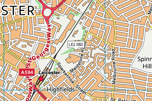 LE2 0BD map - OS VectorMap District (Ordnance Survey)