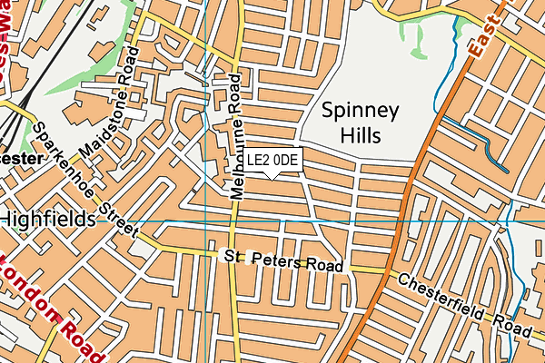 LE2 0DE map - OS VectorMap District (Ordnance Survey)