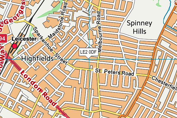 LE2 0DF map - OS VectorMap District (Ordnance Survey)