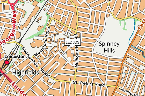 Highfields Centre map (LE2 0DS) - OS VectorMap District (Ordnance Survey)