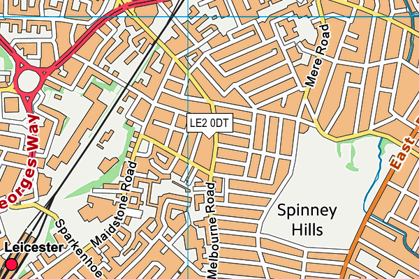 LE2 0DT map - OS VectorMap District (Ordnance Survey)
