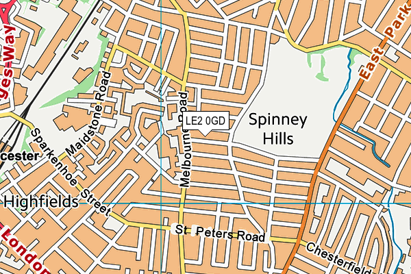 LE2 0GD map - OS VectorMap District (Ordnance Survey)