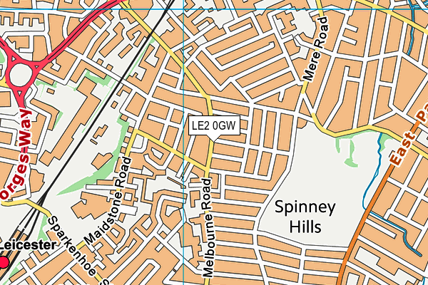 LE2 0GW map - OS VectorMap District (Ordnance Survey)