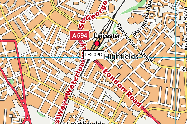 LE2 0PD map - OS VectorMap District (Ordnance Survey)