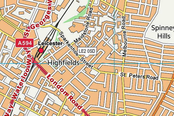 LE2 0SD map - OS VectorMap District (Ordnance Survey)