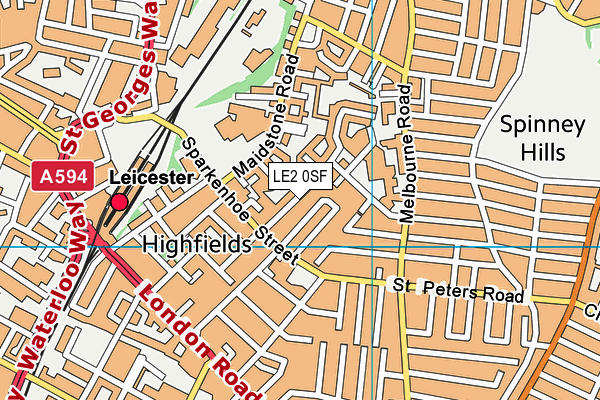 LE2 0SF map - OS VectorMap District (Ordnance Survey)