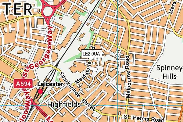 LE2 0UA map - OS VectorMap District (Ordnance Survey)