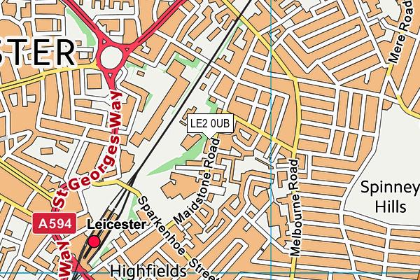 LE2 0UB map - OS VectorMap District (Ordnance Survey)