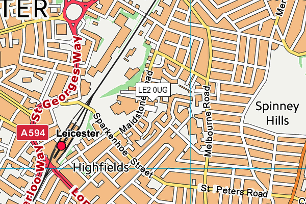 LE2 0UG map - OS VectorMap District (Ordnance Survey)