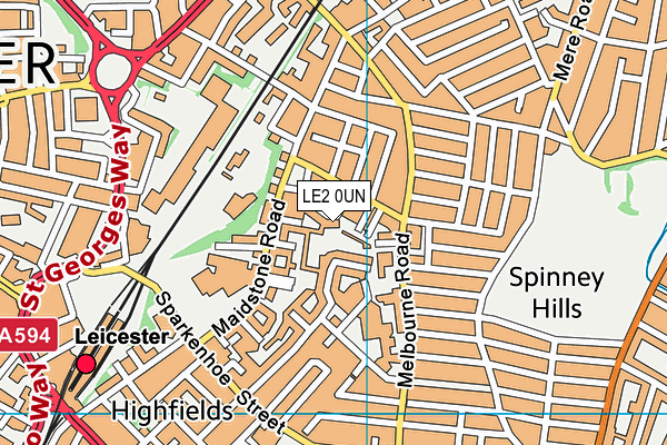LE2 0UN map - OS VectorMap District (Ordnance Survey)