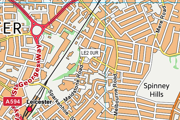 LE2 0UR map - OS VectorMap District (Ordnance Survey)