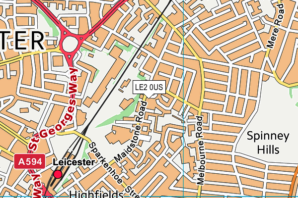 LE2 0US map - OS VectorMap District (Ordnance Survey)