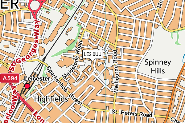 Highfields Primary School map (LE2 0UU) - OS VectorMap District (Ordnance Survey)