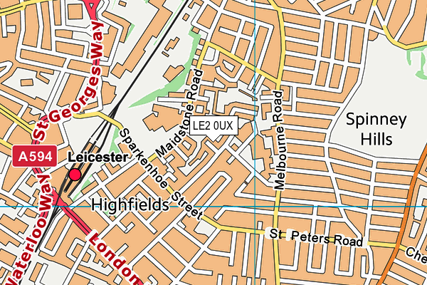 LE2 0UX map - OS VectorMap District (Ordnance Survey)