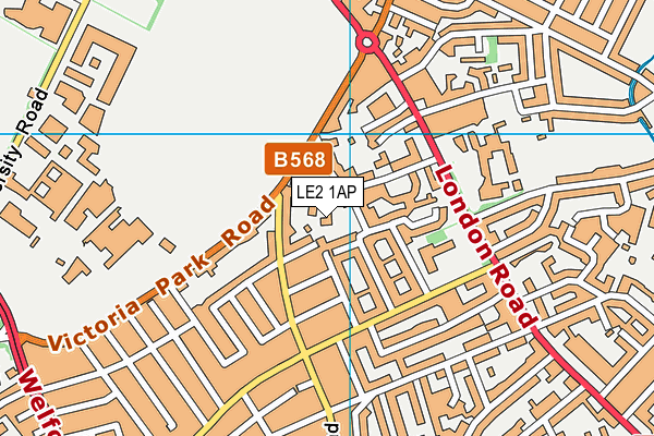 LE2 1AP map - OS VectorMap District (Ordnance Survey)