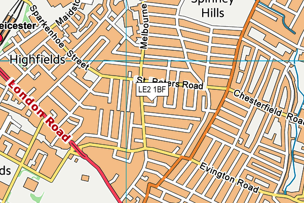 LE2 1BF map - OS VectorMap District (Ordnance Survey)
