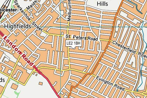 LE2 1BH map - OS VectorMap District (Ordnance Survey)