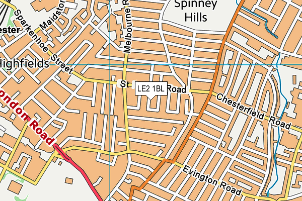 LE2 1BL map - OS VectorMap District (Ordnance Survey)