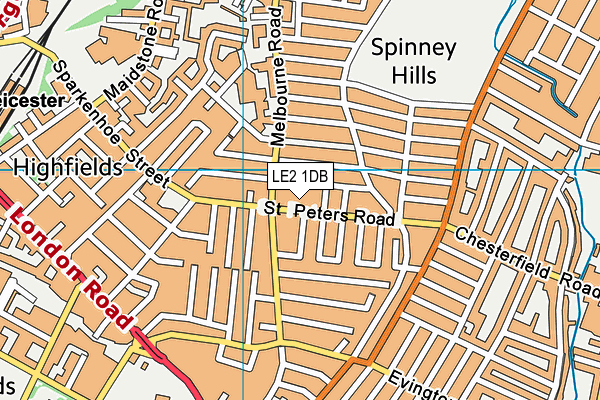 LE2 1DB map - OS VectorMap District (Ordnance Survey)