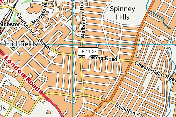 LE2 1DG map - OS VectorMap District (Ordnance Survey)