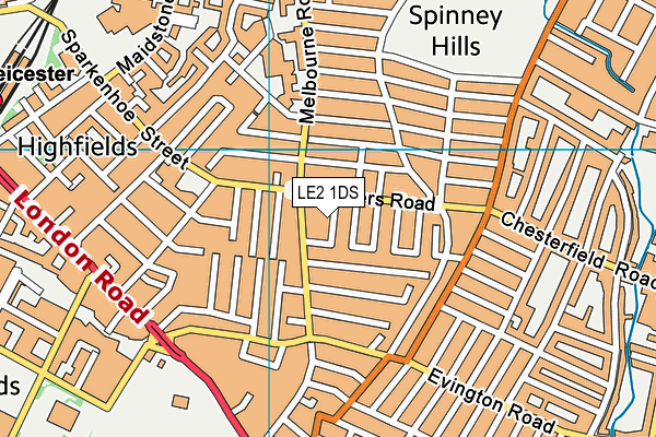 LE2 1DS map - OS VectorMap District (Ordnance Survey)