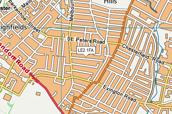LE2 1FA map - OS VectorMap District (Ordnance Survey)