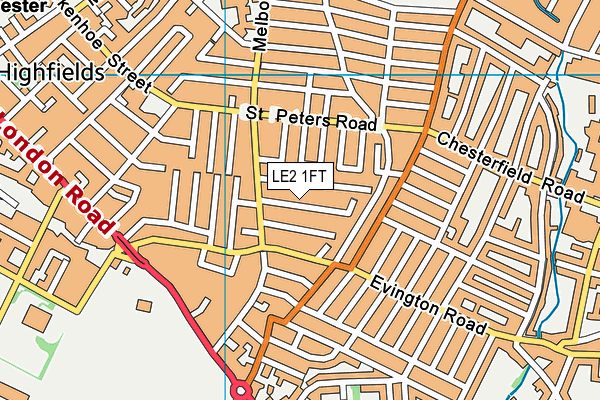 LE2 1FT map - OS VectorMap District (Ordnance Survey)