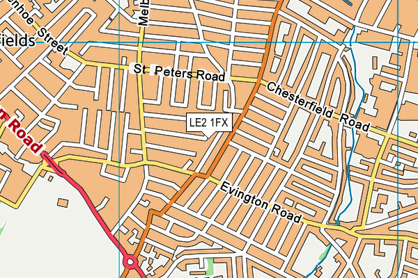 LE2 1FX map - OS VectorMap District (Ordnance Survey)