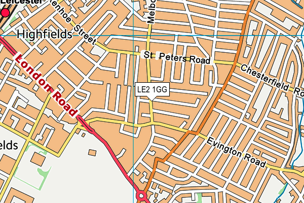 LE2 1GG map - OS VectorMap District (Ordnance Survey)