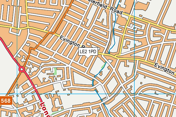 LE2 1PD map - OS VectorMap District (Ordnance Survey)