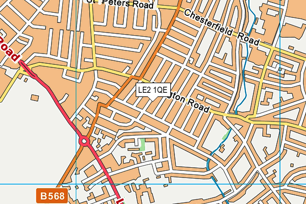 LE2 1QE map - OS VectorMap District (Ordnance Survey)