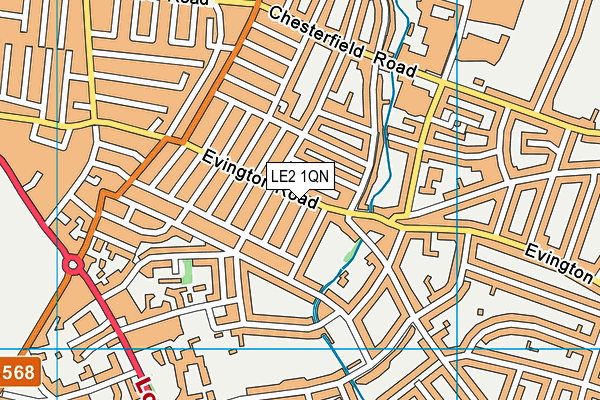 LE2 1QN map - OS VectorMap District (Ordnance Survey)